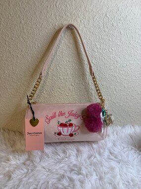 NEW RELEASE Juicy Couture Sweet Tea Party Velour Barrel Shoulder Bag NWT